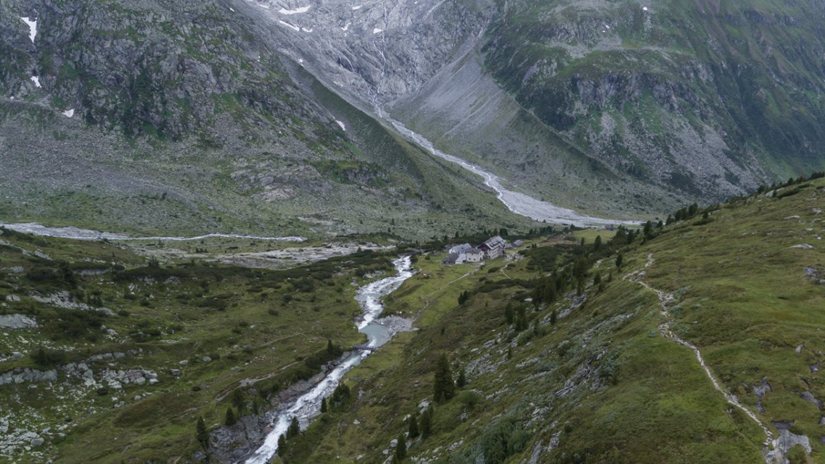 Berliner Hütte widziana z lotu ptaka